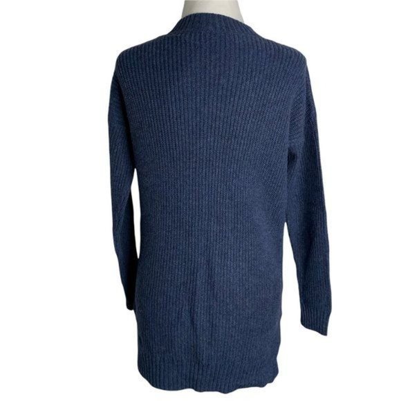 Nordstrom Dropped Shoulder Cable Knit Sweater S Blue High Collar Long Sleeve - Picture 4 of 5
